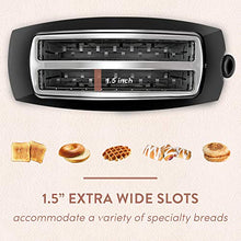 Load image into Gallery viewer, Elite Gourmet Long Slot Toaster, 6 Toast Settings, Toaster Defrost, Reheat, Cancel Functions, Slide Out Crumb Tray, Extra Wide Slots for Bagel Waffles, 4 Slice, Black