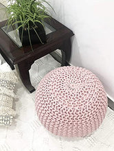 Load image into Gallery viewer, Fernish Decor Round Pouf Ottoman Hand Knitted Cotton Pouf Footrest,Foot Stool, Knit Bean Bag Floor Chair for Bed Room Living | Room | Accent Seat (Cloud Pink 20x20x14 Inch)