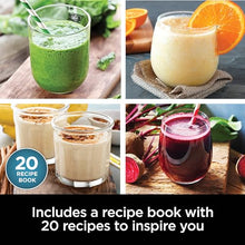 Load image into Gallery viewer, Ninja BN301 Nutri-Blender Plus Compact Personal Blender, 900-Peak-Watt Motor, Frozen Drinks, Smoothies, Sauces & More, (3) 20 oz. To-Go Cups, (2) Spout-Lids (1) Storage-Lid, Dishwasher Safe, Silver