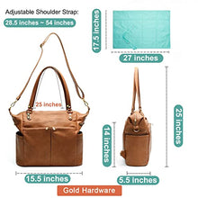 Load image into Gallery viewer, Diaper Bag Tote Mominside Leather Diaper Bag Backpack for Mom Dad Large Travel Diaper Tote Baby Bag for Boys Girls with 4 Insulated Pockets, Changing Station, Shoulder Straps(Brown)