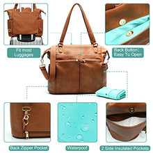 Load image into Gallery viewer, Diaper Bag Tote Mominside Leather Diaper Bag Backpack for Mom Dad Large Travel Diaper Tote Baby Bag for Boys Girls with 4 Insulated Pockets, Changing Station, Shoulder Straps(Brown)