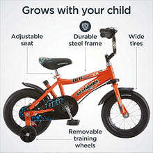 Load image into Gallery viewer, Schwinn Grit Steerable Kids Bike, Boys Beginner Bicycle, 12-Inch Wheels, Training Wheels, Easily Removed Parent Push Handle with Water Bottle Holder, Orange/Black