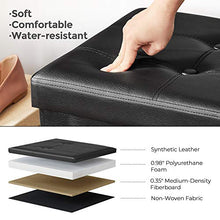 Load image into Gallery viewer, SONGMICS 43 Inches Folding Storage Ottoman Bench, Storage Chest, Footrest, Coffee Table, Padded Seat, Faux Leather, Holds up to 660 lb, Black ULSF701