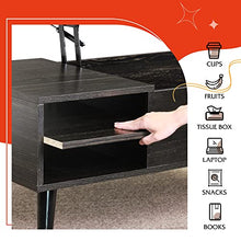 Load image into Gallery viewer, WLIVE Wood Lift Top Coffee Table with Hidden Compartment and Adjustable Storage Shelf, Lift Tabletop Dining Table for Home Living Room, Office, Charcoal Black