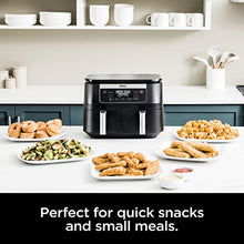 Load image into Gallery viewer, Ninja DZ090 Foodi 6 Quart 5-in-1 DualZone 2-Basket Air Fryer with 2 Independent Frying Baskets, Match Cook & Smart Finish to Roast, Bake, Dehydrate & More for Quick Snacks & Small Meals, Black