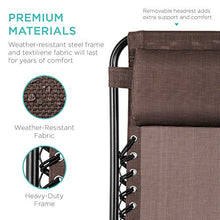 Load image into Gallery viewer, Best Choice Products Set of 2 Adjustable Steel Mesh Zero Gravity Lounge Chair Recliners w/Pillows and Cup Holder Trays, Brown