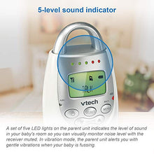 Load image into Gallery viewer, VTech DM221 Audio Baby Monitor with up to 1,000 ft of Range, Vibrating Sound-Alert, Talk Back Intercom & Night Light Loop, White/Silver