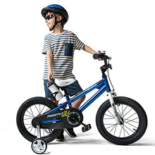 Load image into Gallery viewer, RoyalBaby Kids Bike Boys Girls Freestyle BMX Bicycle with Training Wheels Gifts for Children Bikes 14 Inch Blue