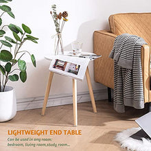 Load image into Gallery viewer, Apicizon Round Side Table, White Nightstand Coffee End Table for Living Room, Bedroom, Small Spaces, Easy Assembly Modern Home Decor Bedside Table with Natural Wood Legs, 16.5 x 20.5 Inches