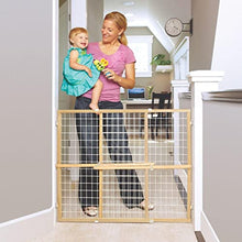 Load image into Gallery viewer, Toddleroo by North States 50" Wide Extra Wide Wire Mesh Baby Gate, Made in USA: Installs in Wide Opening Without damaging Wall. Pressure Mount. Fits 29.5"-50" Wide (32" Tall, Sustainable Hardwood)