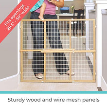 Load image into Gallery viewer, Toddleroo by North States 50" Wide Extra Wide Wire Mesh Baby Gate, Made in USA: Installs in Wide Opening Without damaging Wall. Pressure Mount. Fits 29.5"-50" Wide (32" Tall, Sustainable Hardwood)