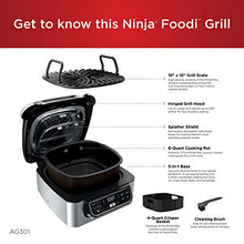 Load image into Gallery viewer, Ninja AG301 Foodi 5-in-1 Indoor Grill with Air Fry, Roast, Bake & Dehydrate, Black/Silver