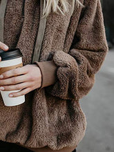 Load image into Gallery viewer, Century Star Womens Oversized Long Sleeve Casual Pullover Sweatshirt Fuzzy Hoodie Pockets Brown Small