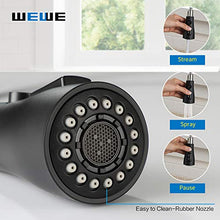 Load image into Gallery viewer, Black Kitchen Faucet, Kitchen Faucets with Pull Down Sprayer WEWE Commercial Stainless Steel Single Handle Single Hole Kitchen Sink Faucet