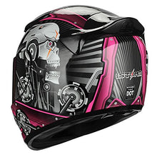 Load image into Gallery viewer, 1STORM Motorcycle Bike Full FACE Helmet Mechanic Skull - Tinted Visor Pink