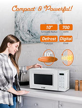 Load image into Gallery viewer, COMMERCIAL CHEF 0.7 Cu Ft Microwave with 10 Power Levels, 700W Microwave with Digital Display, Countertop Microwave with Child Safety Door Lock, Programmable with Push Button, White