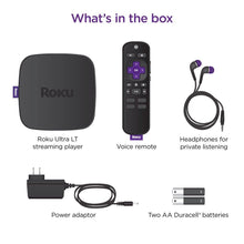 Load image into Gallery viewer, Roku Ultra LT 4K/HDR/HD Streaming Player with Enhanced Voice Remote, Ethernet, MicroSD with Premium 6FT 4K Ready HDMI Cable, Black