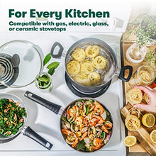 Load image into Gallery viewer, BELLA Nonstick Cookware Set with Glass Lids - Aluminum Bakeware, Pots and Pans, Storage Bowls & Utensils, Compatible with All Stovetops, 21 Piece, Black