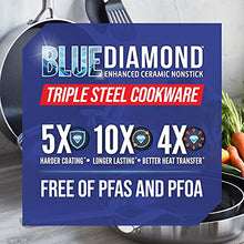 Load image into Gallery viewer, Blue Diamond Cookware Tri-Ply Stainless Steel Ceramic Nonstick, 9.5" and 11" Frying Pan Skillet Set, PFAS-Free, Multi Clad, Induction, Dishwasher Safe, Oven Safe, Silver