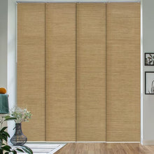 Load image into Gallery viewer, GoDear Design Adjustable Sliding Panel Track Vertical Blinds 45.8"- 86" W x Up to 96" H, Extendable Window Blinds for Glass & Cloest Doors, Trimmable Natural Woven Curtains, Pecan