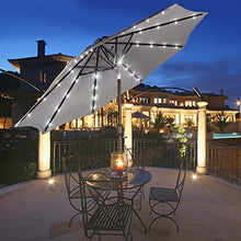 Load image into Gallery viewer, Blissun 9 ft Solar Umbrella, 32 LED Lighted Patio Umbrella, Table Market Umbrella, Outdoor Umbrella for Garden, Deck, Backyard, Pool and Beach (Grey)