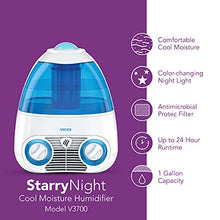 Load image into Gallery viewer, Vicks Starry Night Filtered Cool Mist Humidifier, Medium to Large Rooms, 1 Gallon Tank – Cool Mist Humidifier for Baby and Kids Rooms with Light Up Star Night Light Display, Works with Vicks VapoPads