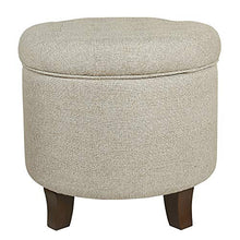Load image into Gallery viewer, HomePop by Kinfine Fabric Upholstered Round Storage Ottoman - Velvet Button Tufted Ottoman with Removable Lid, Twine