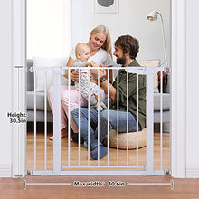 Load image into Gallery viewer, Cumbor 29.5”-40.6” Auto Close Safety Baby Gate, Durable Extra Wide Dog Gate for Stairs,Doorways, Easy Walk Thru Pet Gate for House,Child Gate Includes 4 Wall Cups and Extension, White