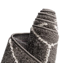 Load image into Gallery viewer, Unique Loom Trellis Frieze Collection Area Rug-Modern Morroccan Inspired Geometric Lattice Design, 6 x 9 ft, Dark Gray/Ivory