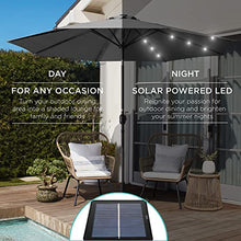 Load image into Gallery viewer, Best Choice Products 10ft Solar Powered Aluminum Polyester LED Lighted Patio Umbrella w/Tilt Adjustment and UV-Resistant Fabric, Gray