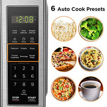 Load image into Gallery viewer, BLACK+DECKER EM720CB7 Digital Microwave Oven with Turntable Push-Button Door, Child Safety Lock, 700W, Stainless Steel, 0.7 Cu.ft