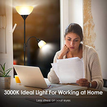 Load image into Gallery viewer, BoostArea Floor Lamp, Standing Lamp, 9W LED Torchiere Floor Lamp with 4W Adjustable Reading Lamp, 3000K Energy-Saving LED Bulbs, 3 Way Switch, 50,000hrs Lifespan, Floor Lamps for Living Room, Office