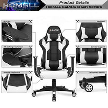 Load image into Gallery viewer, Homall Gaming Chair Office Chair High Back Computer Chair Leather Desk Chair Racing Executive Ergonomic Adjustable Swivel Task Chair with Headrest and Lumbar Support (White)