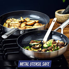 Load image into Gallery viewer, Blue Diamond Cookware Tri-Ply Stainless Steel Ceramic Nonstick, 9.5" and 11" Frying Pan Skillet Set, PFAS-Free, Multi Clad, Induction, Dishwasher Safe, Oven Safe, Silver
