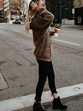 Load image into Gallery viewer, Century Star Womens Oversized Long Sleeve Casual Pullover Sweatshirt Fuzzy Hoodie Pockets Brown Small