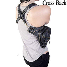 Load image into Gallery viewer, Steampunk Waist Bag Fanny Pack Fashion Gothic Leather Shoulder Crossbody Messenger Bags Thigh Leg Hip Holster Purse Travel Pouch Hiking Sport Chain Bags for Women Men