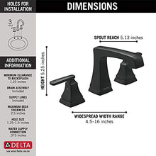 Load image into Gallery viewer, Delta Faucet Ashlyn Widespread Bathroom Faucet 3 Hole, Matte Black Bathroom Faucet Black, Bathroom Sink Faucet, DIAMOND Seal Technology, Metal Drain Assembly, Matte Black 3564-BLMPU-DST
