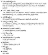 Load image into Gallery viewer, Breville JE98XL Juice Fountain Plus Centrifugal Juicer, Brushed Stainless Steel