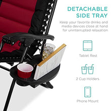 Load image into Gallery viewer, Best Choice Products Oversized Padded Zero Gravity Chair, Folding Outdoor Patio Recliner, XL Anti Gravity Lounger for Backyard w/Headrest, Cup Holder, Side Tray, Outdoor Polyester Mesh - Burgundy