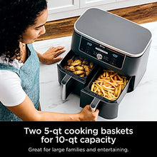 Load image into Gallery viewer, Ninja DZ401 Foodi 10 Quart 6-in-1 DualZone XL 2-Basket Air Fryer with 2 Independent Frying Baskets, Match Cook & Smart Finish to Roast, Broil, Dehydrate & More for Quick, Easy Family-Sized Meals, Grey