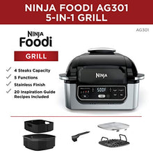 Load image into Gallery viewer, Ninja AG301 Foodi 5-in-1 Indoor Grill with Air Fry, Roast, Bake & Dehydrate, Black/Silver