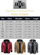 Load image into Gallery viewer, Hood Crew Men’s Casual Stand Collar PU Faux Leather Zip-Up Motorcycle Bomber Jacket With a Removable Hood Red L