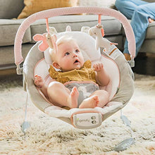 Load image into Gallery viewer, Ingenuity Soothing Baby Bouncer with Vibrating Infant Seat, Music, Removable Toy Bar & 2 Plush Toys - Flora The Unicorn (Pink), 0-6 Months