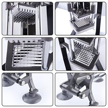 Load image into Gallery viewer, French Fry Cutter Commercial Grade Potato Slicer with Stand Suction Feet Complete Set, Includes 1/4", 3/8", 1/2", 2 Pieces L Stand
