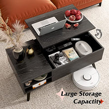 Load image into Gallery viewer, WLIVE Wood Lift Top Coffee Table with Hidden Compartment and Adjustable Storage Shelf, Lift Tabletop Dining Table for Home Living Room, Office, Charcoal Black