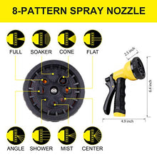 Load image into Gallery viewer, Metal Garden Hose 50FT - Stainless Steel Heavy Duty Water Hose with Metal Nozzle & 8 Function Sprayer, Portable & Lightweight Kink Free Yard Hose, Outdoor Hose