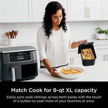 Load image into Gallery viewer, Ninja DZ201 Foodi 8 Quart 6-in-1 DualZone 2-Basket Air Fryer with 2 Independent Frying Baskets, Match Cook & Smart Finish to Roast, Broil, Dehydrate & More for Quick, Easy Meals, Grey