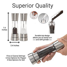 Load image into Gallery viewer, COLE & MASON Derwent Salt and Pepper Grinder Set - Stainless Steel Mills Include Gift Box, Gourmet Precision Mechanisms and Premium Sea Salt and Peppercorns