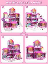 Load image into Gallery viewer, Doll House, Dollhouse w/ Furniture - Pink / Purple Girl Toys | 4 Stories, 11 Rooms w/ 2 Princesses, Slide, Lights, Gifts for 3 4 5 6 7 8 9 10 Year Old Girls Toys(27.6" x 26.8" x 35.8")