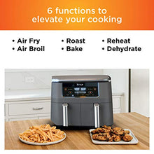 Load image into Gallery viewer, Ninja DZ201 Foodi 8 Quart 6-in-1 DualZone 2-Basket Air Fryer with 2 Independent Frying Baskets, Match Cook & Smart Finish to Roast, Broil, Dehydrate & More for Quick, Easy Meals, Grey